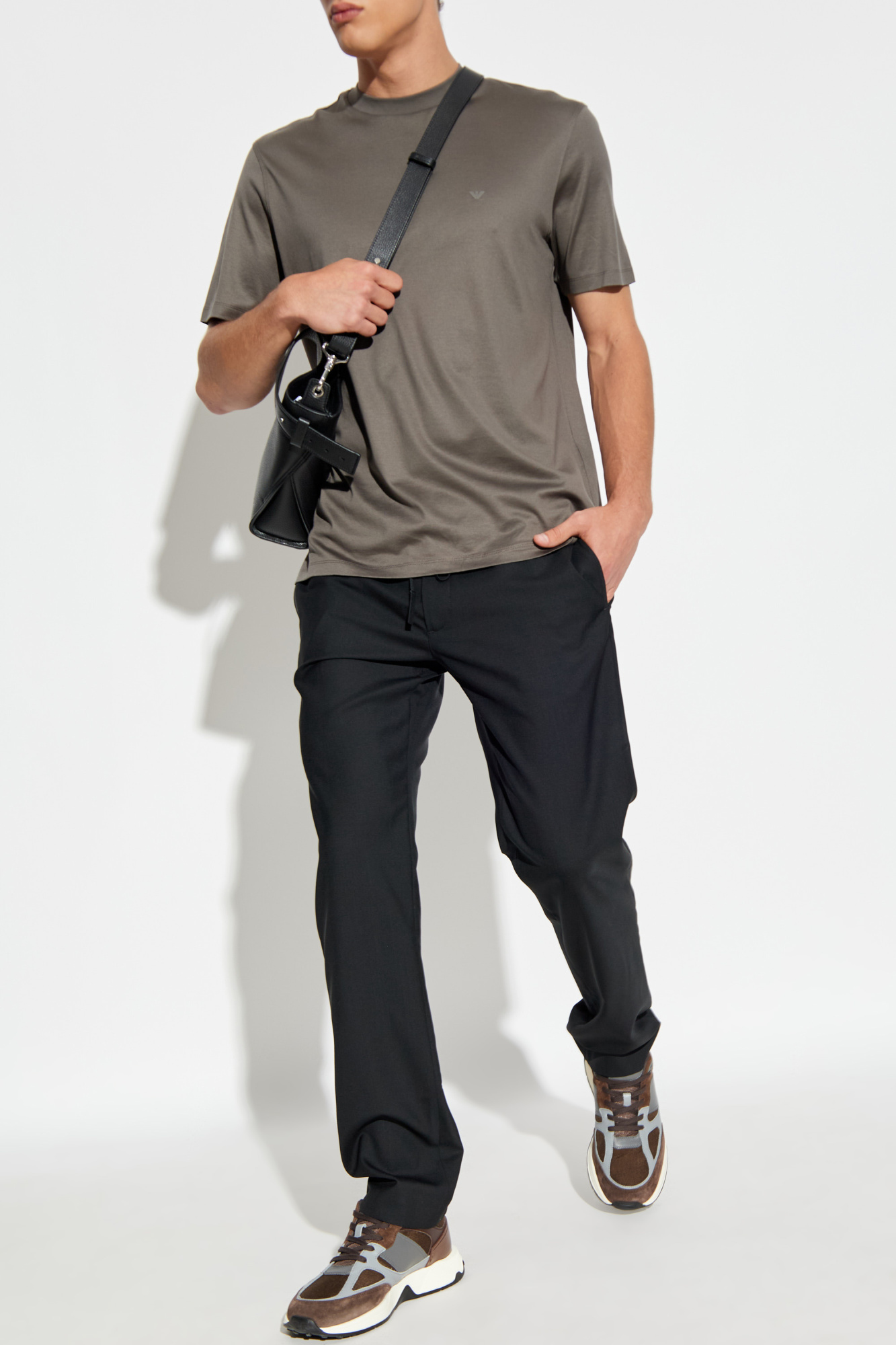 Grey T-shirt with rubber logo Emporio Armani - Vitkac AS